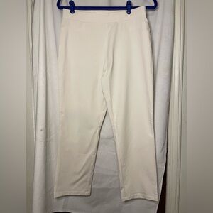 NWOT Susan Graver Weekend Stretchy White Pull On Comfy Pants Size SP